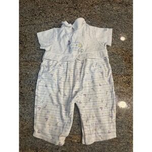 Rare Barney Baby Romper White Polka Dot "I Love‎ You" "Happy Family" 6 months